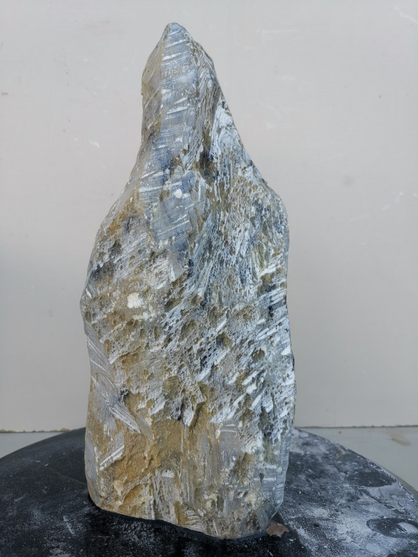 Speckstein; Einzelst�ck; aus Indien; gelb - schwarz;�5,360 kg