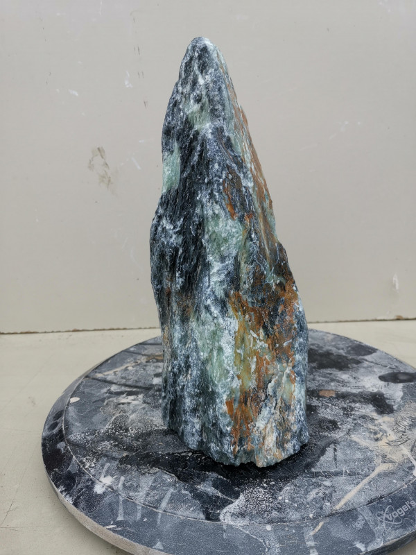 Speckstein; Einzelst�ck; aus Indien; schwarz- t�rkis, vlt. braun; 8,220 kg