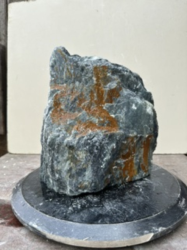 Speckstein; Einzelst�ck; t�rkis-schwarz; aus Indien; 12,300 kg