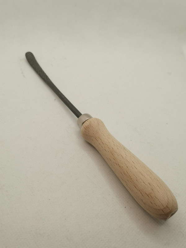 schmale; gebogene Vogelzunge; mit Holzgriff; 25 cm