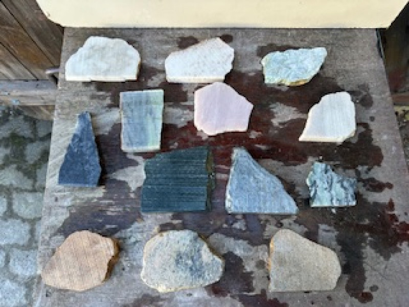 Speckstein; Scheiben, 13 Einzelst�cke, Sammlung