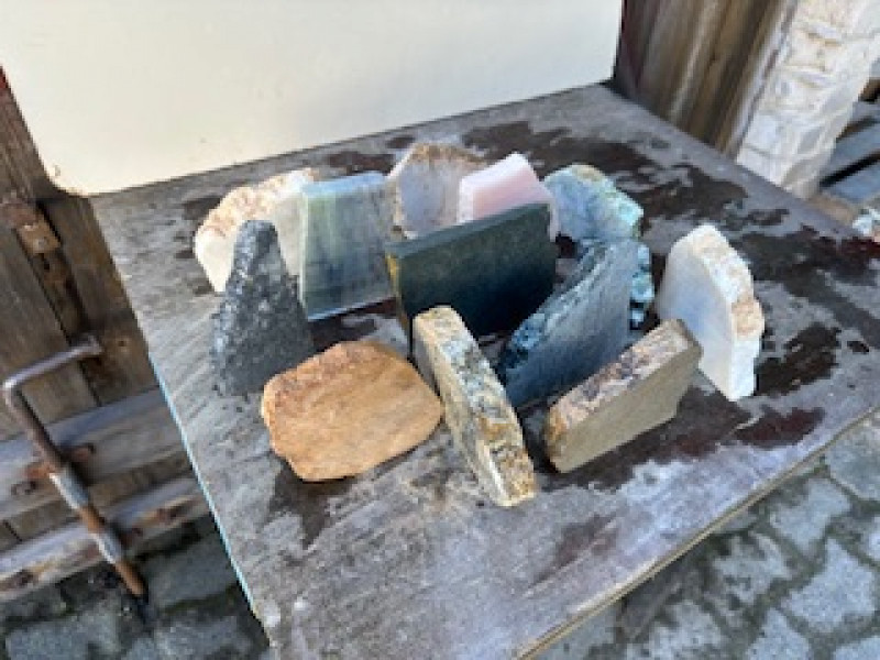 Speckstein; Scheiben, 13 Einzelst�cke, Sammlung
