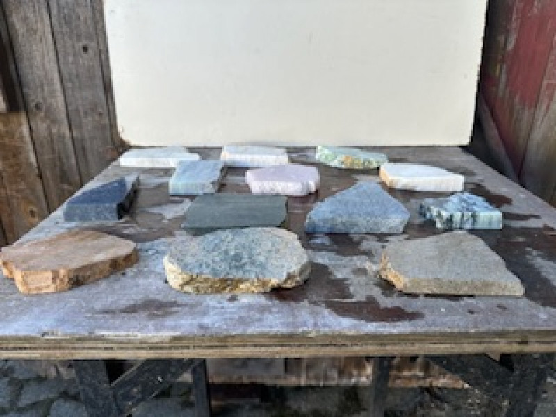 Speckstein; Scheiben, 13 Einzelst�cke, Sammlung