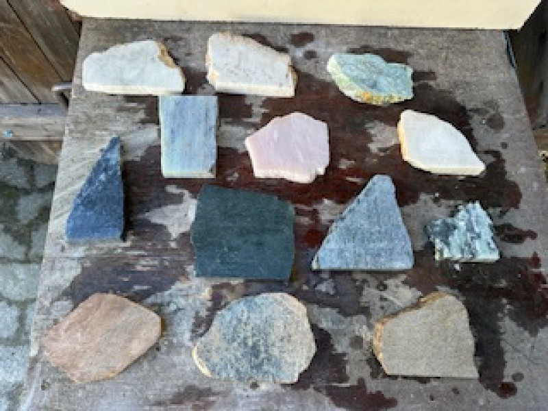 Speckstein; Scheiben, 13 Einzelst�cke, Sammlung