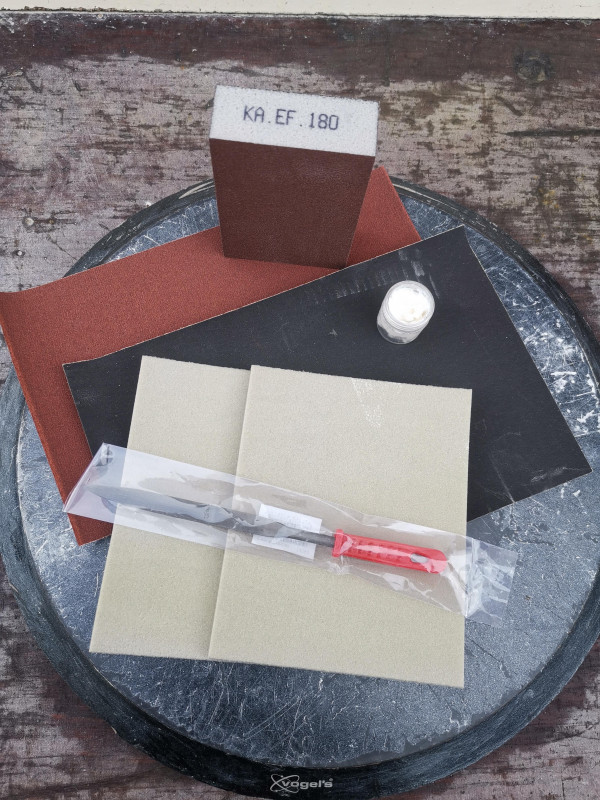 Kreativ Set; Rohling Elefant; Feile; Schleifpapier und Politur