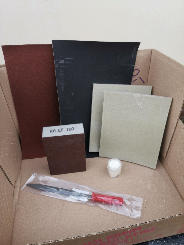 Kreativ Set; Rohling Hai; Feile; Schleifpapier und Politur